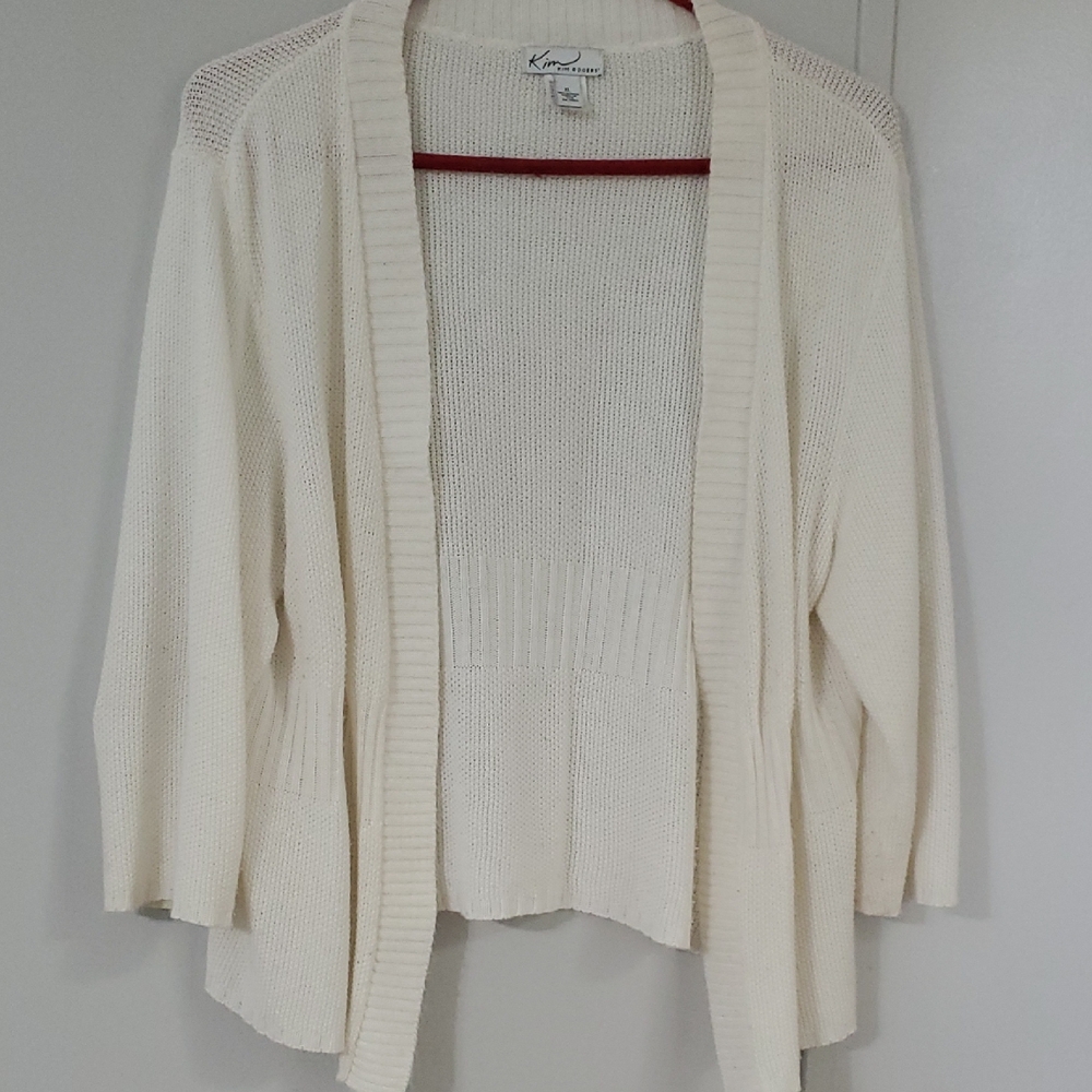 Kim Rogers Ivory Open-Front Cardigan